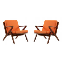 Manhattan Comfort 2-AC002-OR Martelle Orange and Amber Twill Weave Accent Chair (Set of 2)
